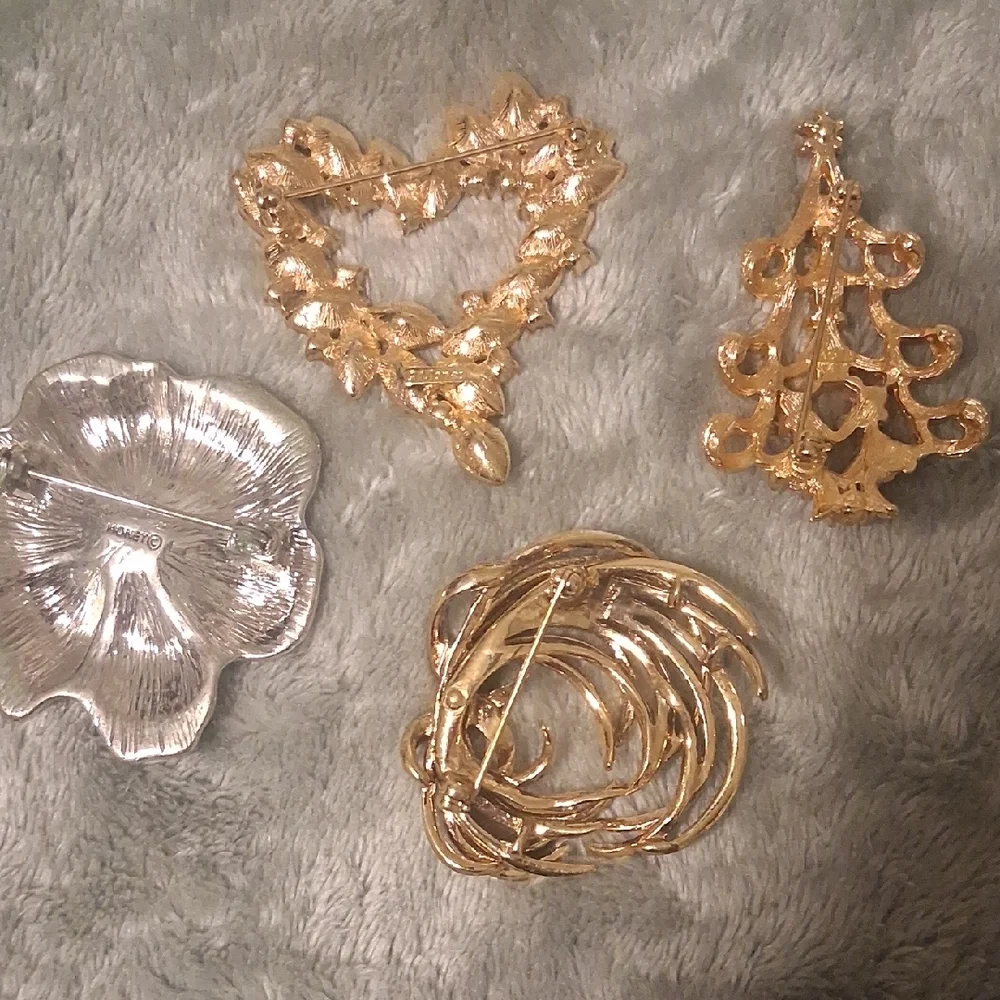 Monet Gold and Multi-Color Holiday Brooch Set